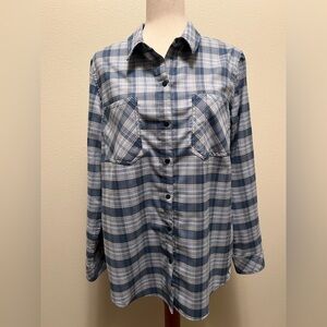 5.11 Tactical Women’s Blue Plaid Snap-up Flannel Long Sleeve Size L Shirt